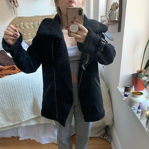 Shearing/suede Moto jacket